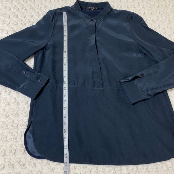 Lafayette 148 Long Sleeve Half Button Beaded Collar Silk Popover Blouse Sz M - Picture 16 of 16